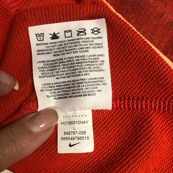 Nike Dri Fit Hoodie Womens Size Large Just Do It Orange Pullover Sweatshirt - Picture 7 of 8
